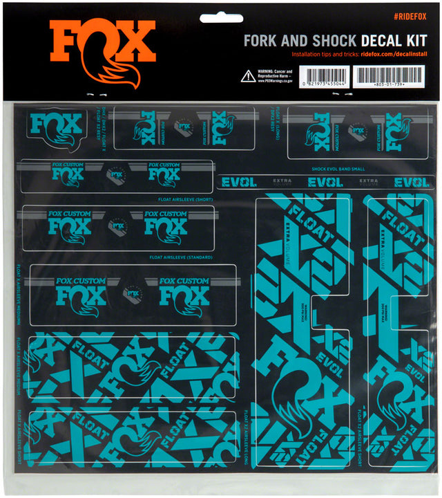 Kit de calcomanías para horquilla y amortiguador FOX - Turquesa