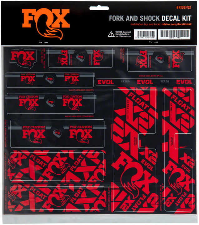 Kit de calcomanías para horquilla y amortiguador FOX - Rojo