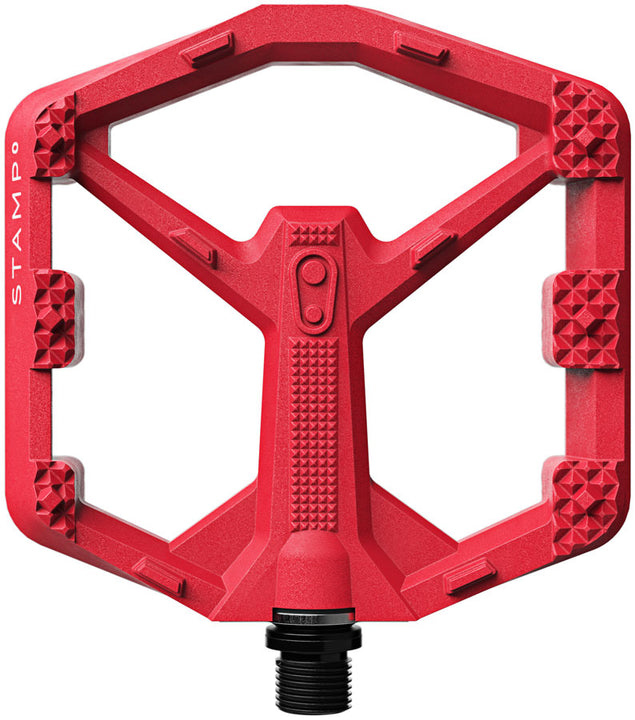 Pedales Crankbrothers Stamp 0 - Plataforma de aluminio de 9/16", color rojo brillante, tamaño grande