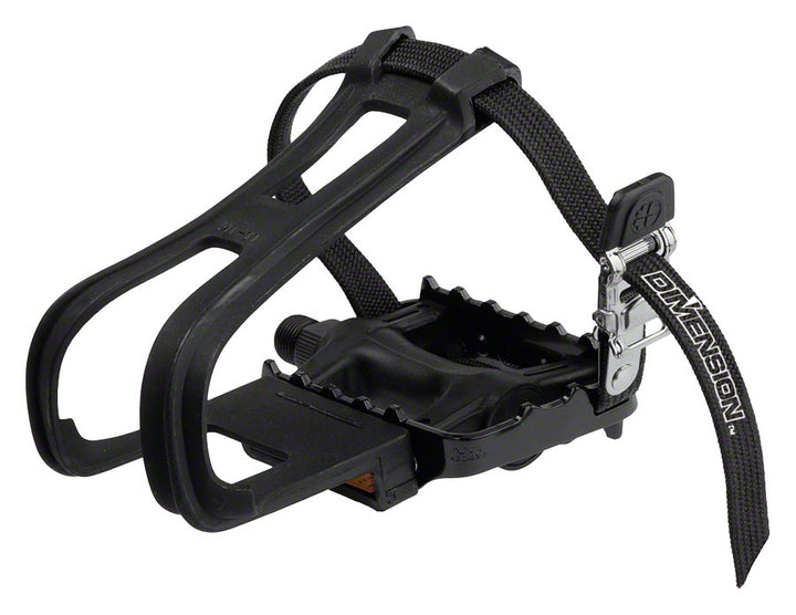 Pedales y calapiés Dimension Sport Combo - Plástico, 9/16", color negro