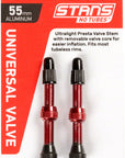Stans Alloy Valve Stems - 55mm Pair Red