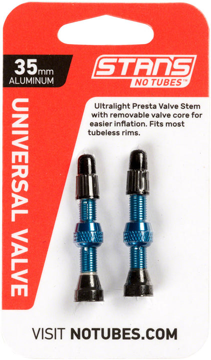 Stans Alloy Valve Stems - 35mm Pair Blue