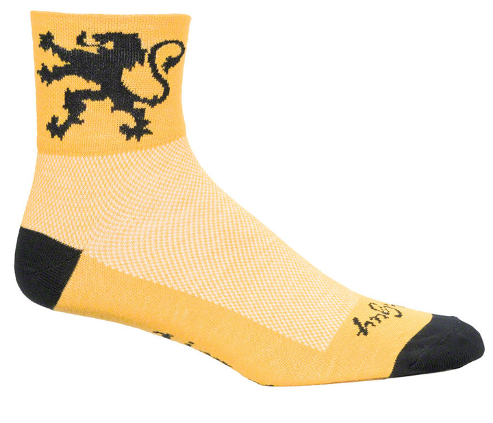 Calcetines clásicos del León de Flandes de SockGuy - Amarillo, 7,6 cm, talla L/XL