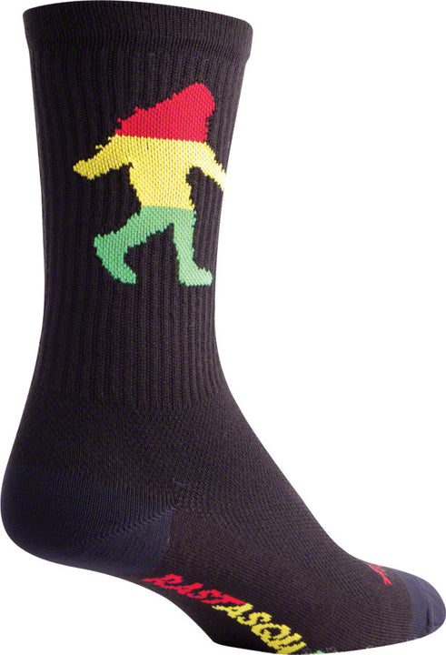 Calcetines Rasta Squatch SockGuy Crew - 15 cm, negros, talla pequeña/mediana