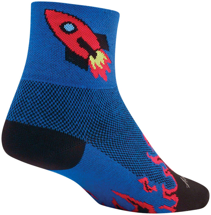 Calcetines clásicos SockGuy Rocket Man - 7,6 cm, azul, talla pequeña/mediana