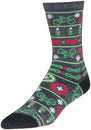 Calcetines de lana SockGuy "Ride Merry Crew" - 15 cm, gris/rojo/verde, talla pequeña/mediana