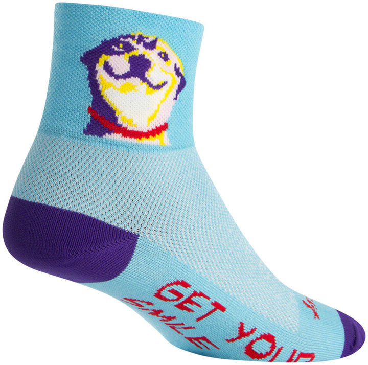 Calcetines clásicos Grin de SockGuy - 7,6 cm, azul, talla pequeña/mediana
