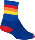 Calcetines clásicos vintage SockGuy - 10 cm, azul, rojo, naranja y amarillo, talla pequeña/mediana