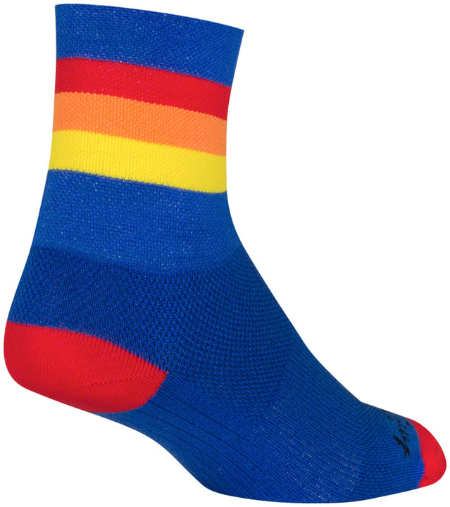 Calcetines clásicos vintage SockGuy - 10 cm, azul, rojo, naranja y amarillo, tallas grandes y extra grandes