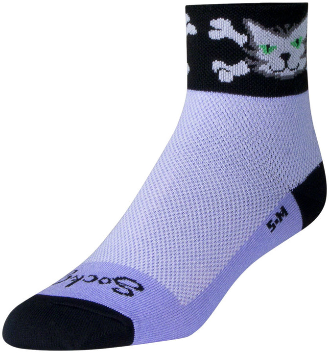 Calcetines clásicos de gatitos malos de SockGuy - Morados, 5 cm, talla pequeña/mediana para mujer