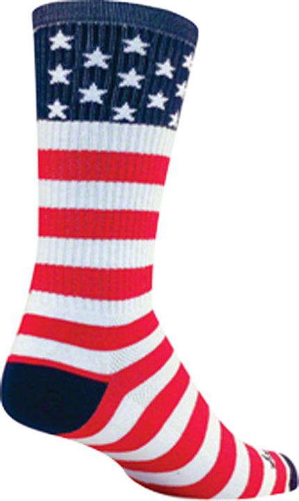 Calcetines SockGuy Crew con la bandera de EE. UU. - 15 cm, rojo/blanco/azul, tallas grandes/extra grandes