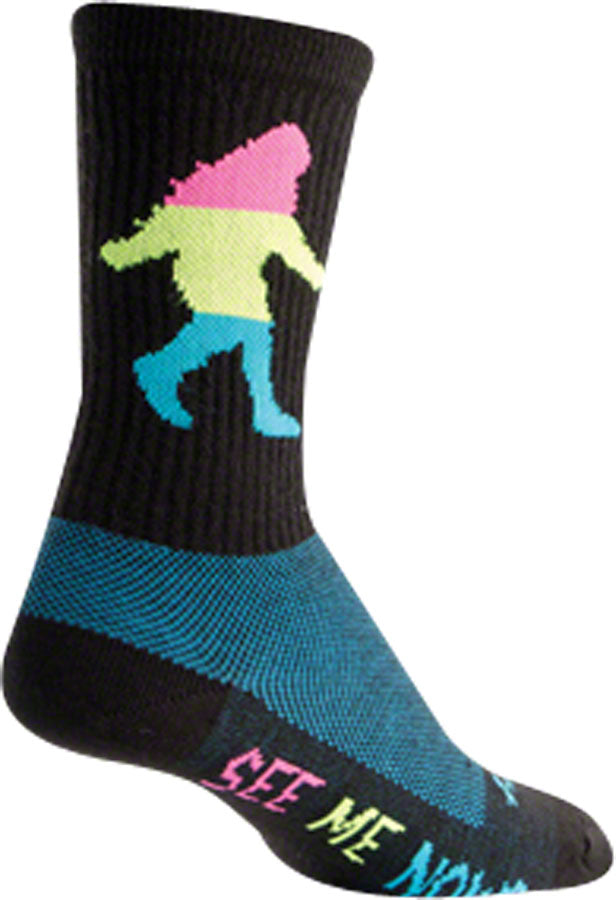 SockGuy Wool Neon Sasquatch Socks - 6&quot; Black Small/Medium