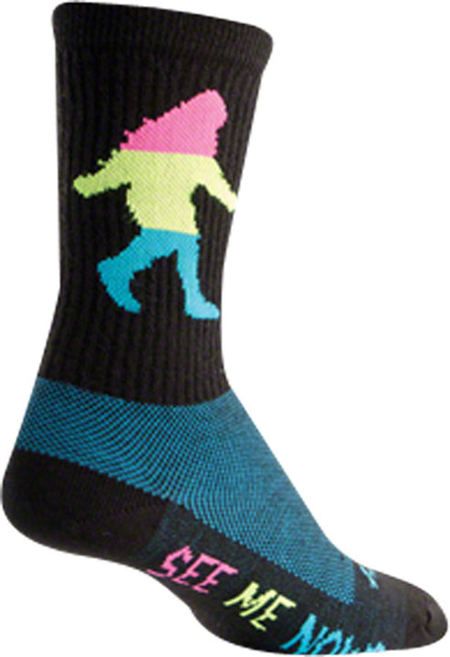 Calcetines de lana neón Sasquatch de SockGuy - 15 cm, negros, talla pequeña/mediana