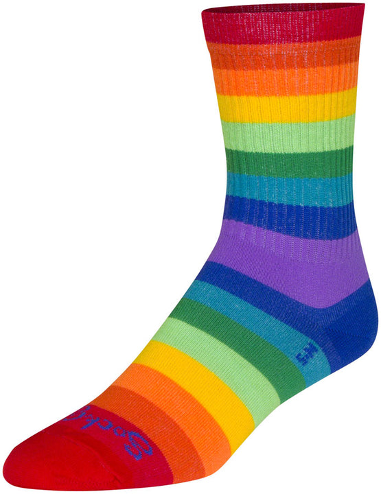 Calcetines fabulosos SockGuy Crew - Arcoíris de 15 cm, talla grande/extra grande