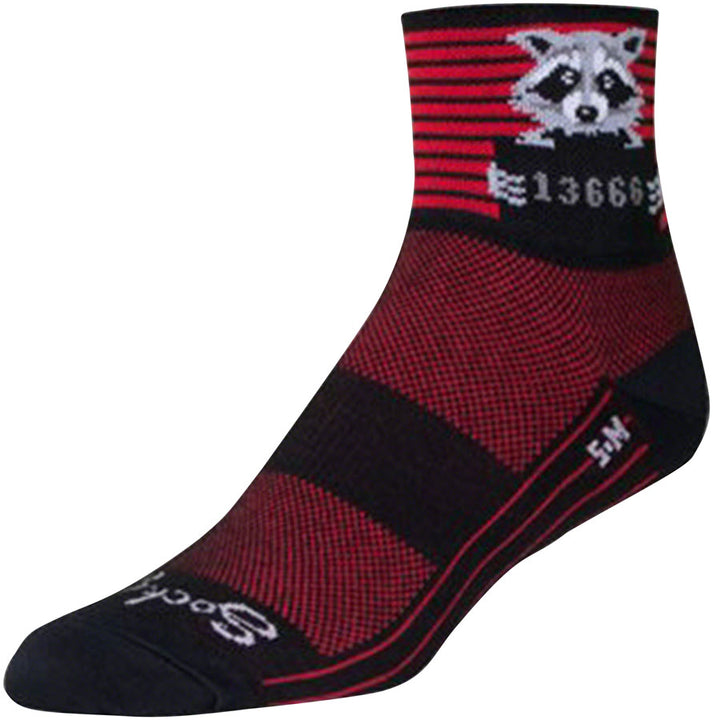 Calcetines clásicos reventados SockGuy - Rayas negras/rojas de 7,6 cm (talla pequeña/mediana)