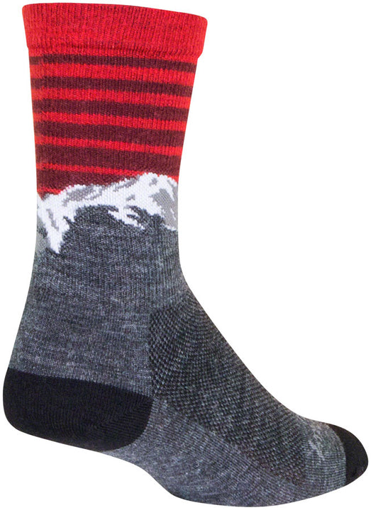Calcetines de lana SockGuy Summit - 15 cm, gris/rojo/blanco, talla L/XL