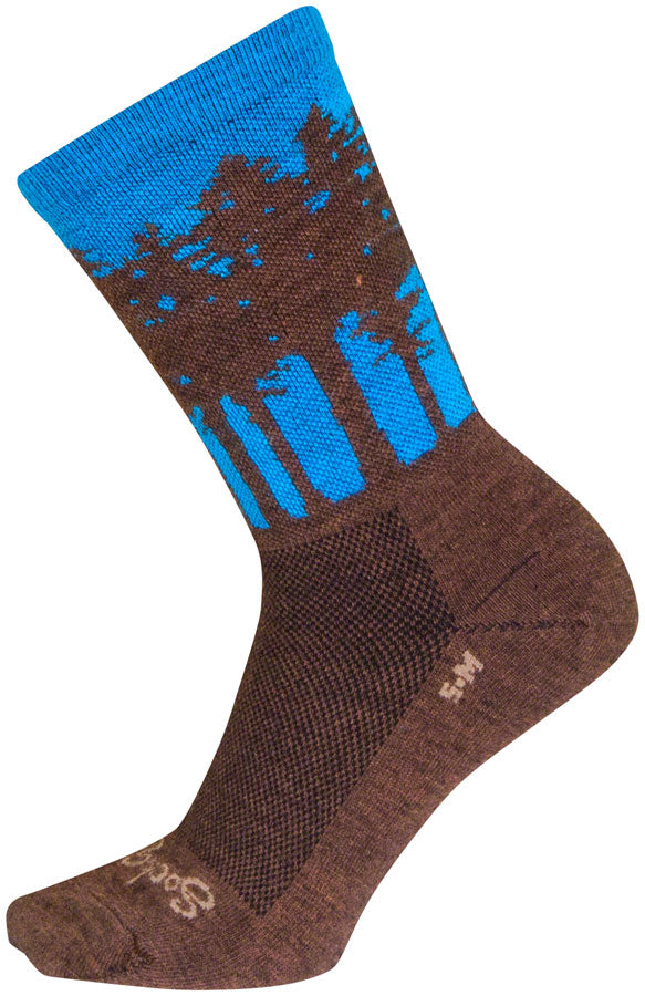 Calcetines de lana Treeline de SockGuy - Marrón/Azul, 15 cm, talla L/XL
