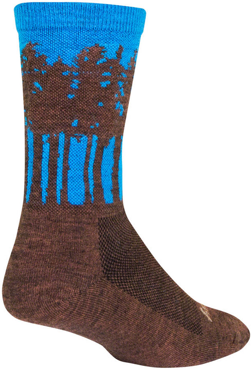 Calcetines de lana Treeline de SockGuy - Marrón/Azul, 15 cm, talla pequeña/mediana