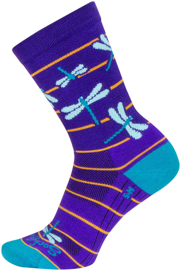 SockGuy Dragonflies Crew Socks - 6&quot; Purple/Blue/Orange Large/X-Large