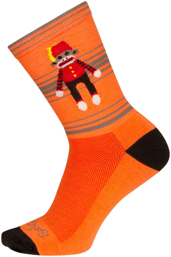 SockGuy Funky Monkey Crew Socks - 6&quot; Orange/Red/Brown Large/X-Large