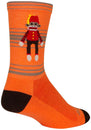 Calcetines Funky Monkey de SockGuy - 15 cm, naranja, rojo y marrón, talla pequeña/mediana