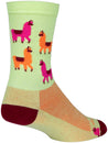Calcetines deportivos SockGuy Mo Llamas - 15 cm, verde, rosa y naranja, talla pequeña/mediana