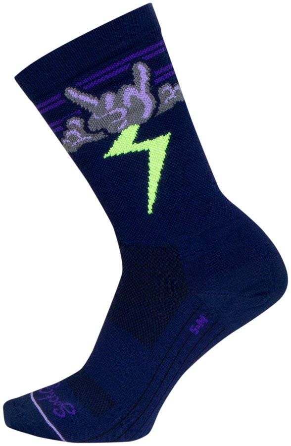 Calcetines deportivos Thunder de SockGuy - 15 cm (azul marino, morado y verde) talla L/XL