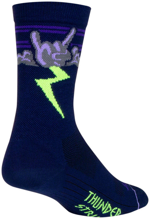 Calcetines deportivos Thunder de SockGuy - 15 cm (azul marino, morado y verde) talla L/XL