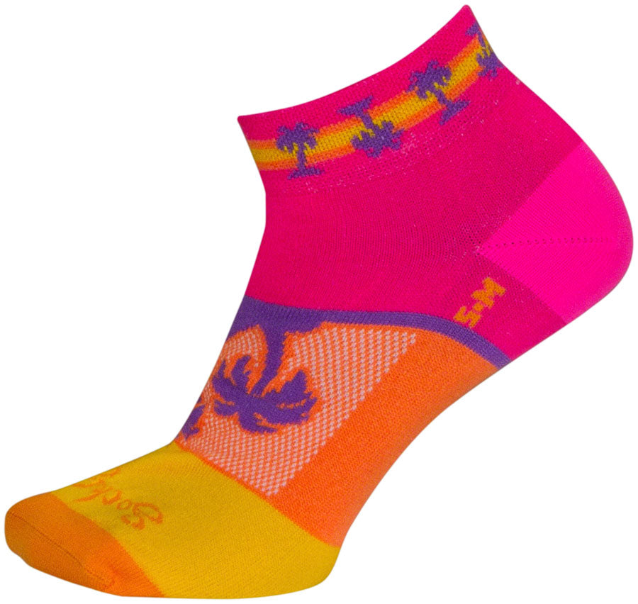 Calcetines bajos clásicos tropicales SockGuy - 2,5 cm, rosa/amarillo/naranja, para mujer, talla pequeña/mediana
