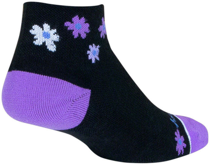 Calcetines bajos clásicos SockGuy Channel Air Daisy - 5 cm, negro/morado, para mujer, talla pequeña/mediana
