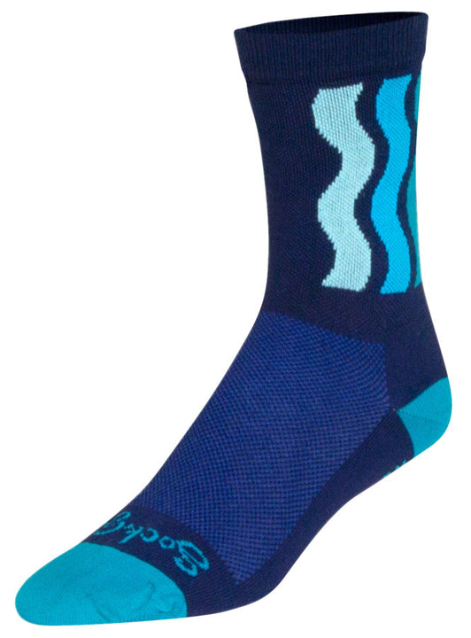 Calcetines ondulados SockGuy Crew - 15 cm, azul, talla pequeña/mediana