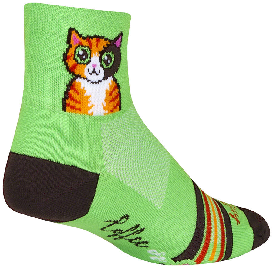 Calcetines clásicos de gato Buzz de SockGuy - Talla pequeña/mediana (7,6 cm)