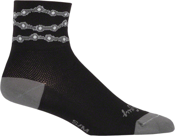 Calcetines con cadenas clásicas SockGuy - 7,6 cm, negros, talla pequeña/mediana