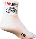 Calcetines clásicos SockGuy "Amo mi bicicleta" - Blancos, 7,6 cm, talla pequeña/mediana