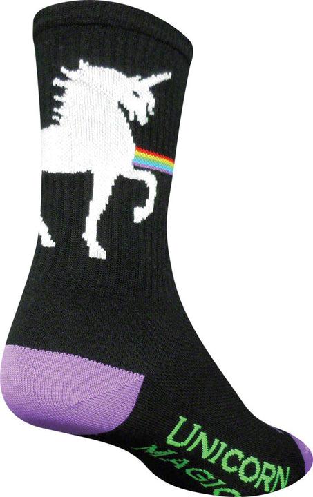 Calcetines mágicos de unicornio SockGuy Crew - 15 cm, negros, talla grande/extra grande