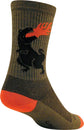 Calcetines de lana de dinosaurio SockGuy - 15 cm, verde, talla pequeña/mediana