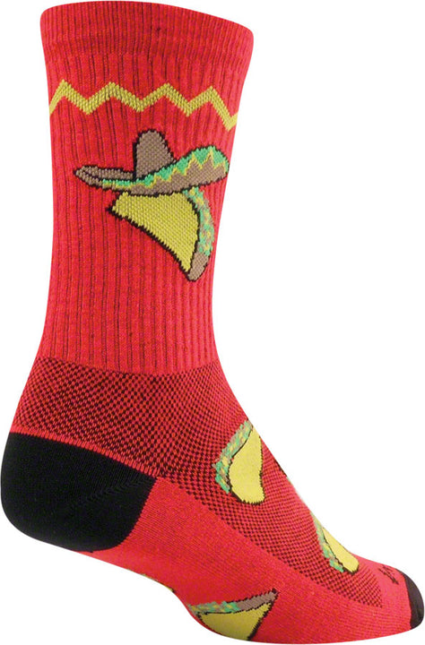 Calcetines de taco SockGuy Crew - Rojos, 6 pulgadas, talla pequeña/mediana