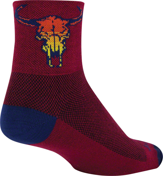 Calcetines clásicos de calavera del desierto SockGuy - Rojos, 7,6 cm, talla grande/extra grande