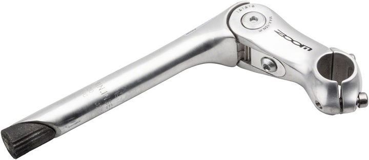 Potencia ajustable Zoom Quick Comfort de 110 mm y 25,4 pulgadas, con abrazadera ajustable de 80 a 150 grados, 25,4 a 24 TPI, aluminio plateado