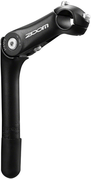 Potencia ajustable Zoom Quick Comfort de 110 mm y 25,4 mm, con abrazadera ajustable de 80 a 150 grados, 22,2 a 24 dientes por pulgada, aluminio negro