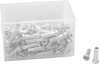 Boquillas de aluminio DT Swiss Standard: 2,0 x 16 mm, color plata, caja de 100