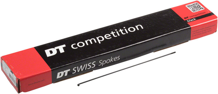 Radios de competición DT Swiss: 2,0/1,8/2,0 mm, 280 mm, curva en J, color negro, caja de 100 unidades