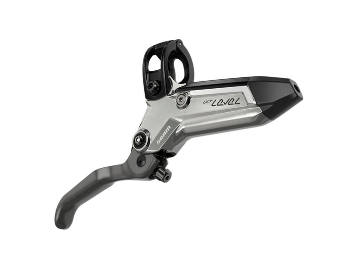 Maneta de freno de disco SRAM Level Ultimate Stealth - Montaje en poste delantero, palanca de carbono de 4 pistones, herrajes de titanio, negro/plata, C1