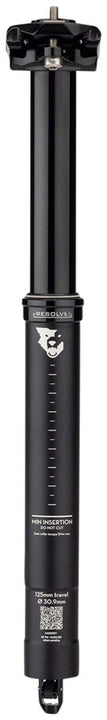 Tija telescópica Wolf Tooth Resolve - 30,9" (recorrido de 125 mm), color negro, Rev. 1