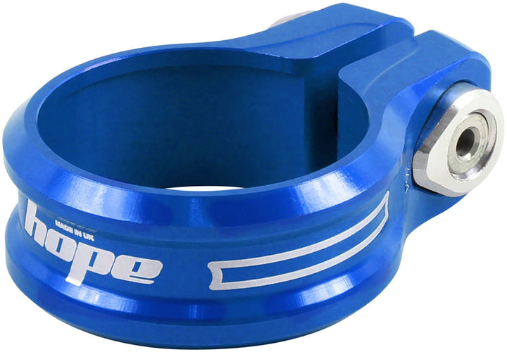 Abrazadera de tija de sillín Hope - 36,4 mm, atornillable, azul