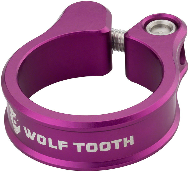 Abrazadera de tija de sillín Wolf Tooth (29,8 mm, atornillable, color morado)