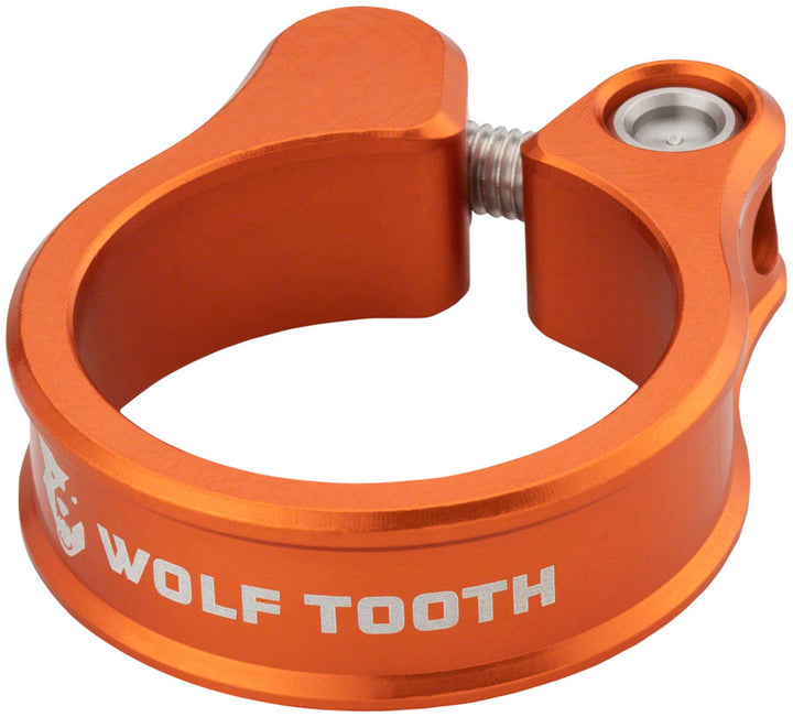 Abrazadera de tija de sillín Wolf Tooth de 28,6 mm, color naranja, atornillable