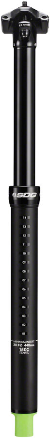 Tija telescópica SDG Tellis - 34,9 mm, 150 mm, color negro