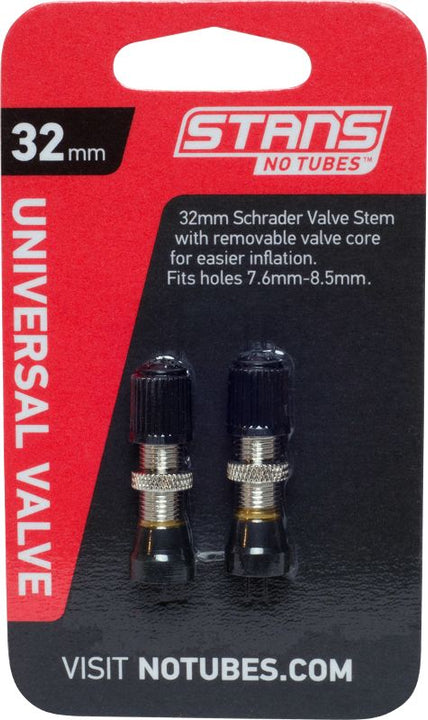 Stans Tubeless Universal Valve Stems - Brass 32mm Universal Schrader Pair