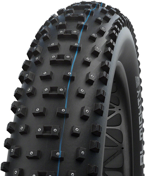Neumático Schwalbe Al Mighty - 26 x 4.8" Tubeless Plegable BLK Evolution Line Addix Speed ​​Grip Super Ground E-25 con clavos